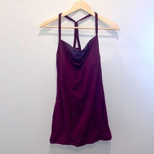 S Lululemon Purple/Mauve Long Drop Back Tank with Built-In Bra